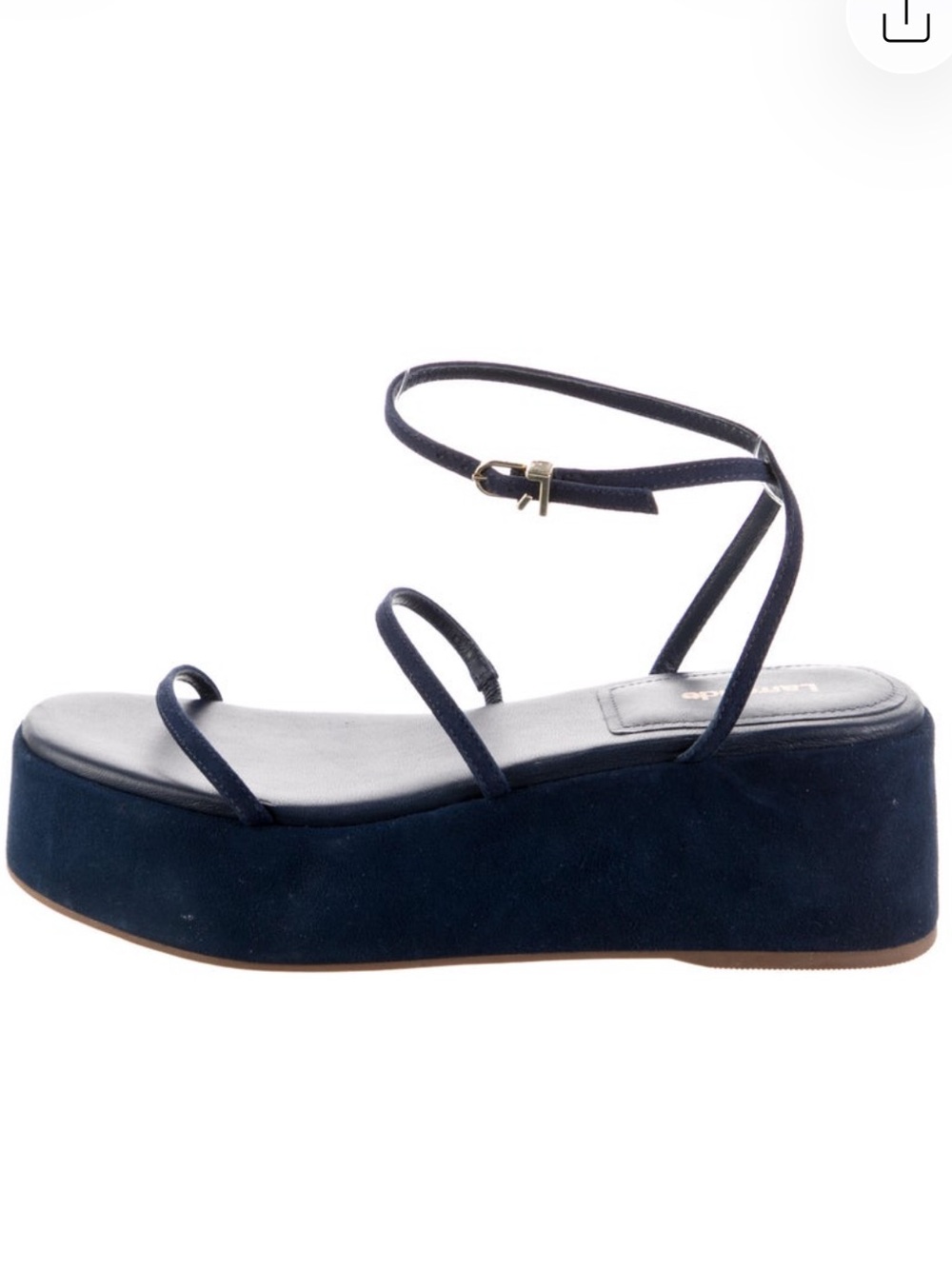 Larroude Navy Suede Strappy Platform Sandals